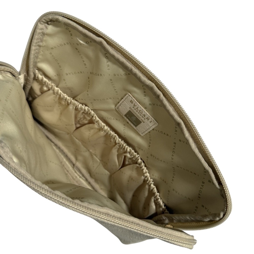 Bvlgari Women's Cosmetic Pouch Gold One Size Makeup Travel Bag Organizer Zip New - Picture 3 of 8